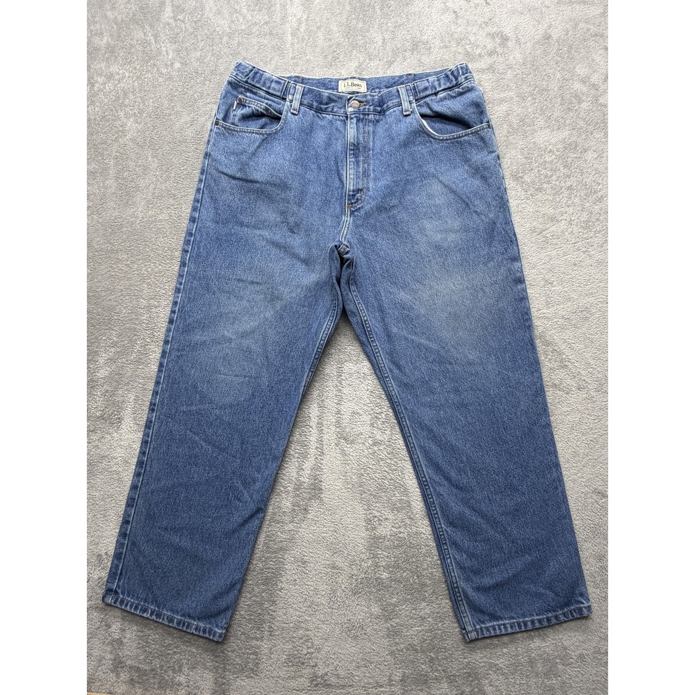 L.L. Bean Jeans Mens Measured‎ 38x28 Blue Straight Relaxed Denim 100% Cotton